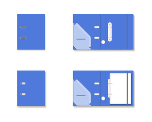 Vector illustration. Open and close binder folders on white background.