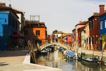 Fototapeta na wymiar Colorful houses in Burano near Venice, Italy