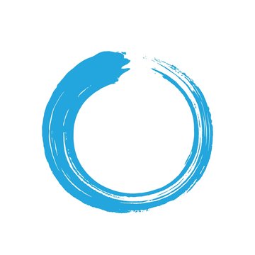 Blue Zen Enso Circle Brush Vector Illustration
