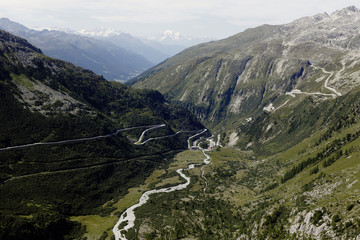 Overview of the green and mountainous valleys of switzerland