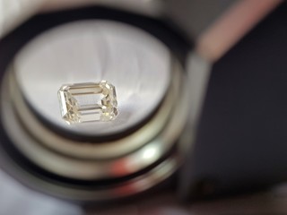 baguette diamond through a loupe