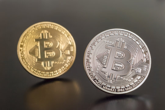 Two cryptocurrency Bitcoin coins