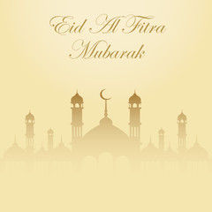 Eid mubarak greeting background for the Muslim holiday. Vector.