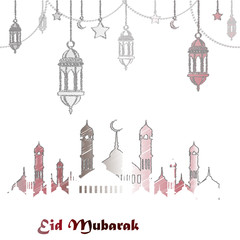 Eid mubarak greeting background for the Muslim holiday. Vector.