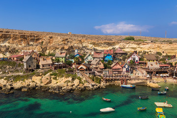 Fototapeta na wymiar Mellieha, Malta. Popeye Population Village