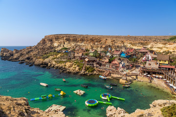 Mellieha, Malta. Popeye Village on the shore of Anchor Bay