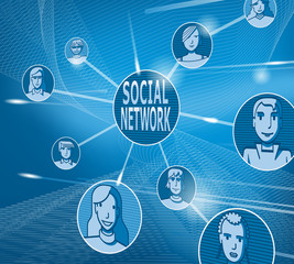 Social networking. Vector illustration of a touch screen with a representation of social networks.