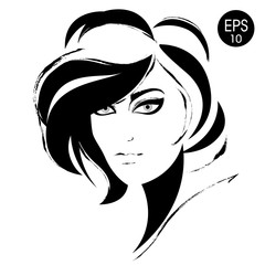 Woman face. Vector Black fashion portrait