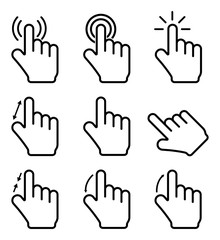 Hand click icons collection. Vector illustration