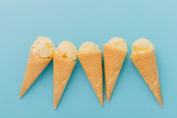 Ice creams in waffle cones