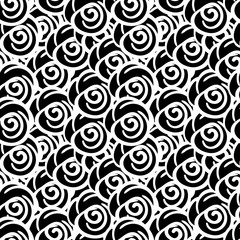 Black and white rose flowers seamless digital hand drawn ink pattern. Poster with different doodles for fabric, wrapping, decoration, greeting card, textiles or t-shirt apparel design