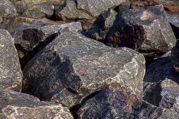 Piles of a granite stone.