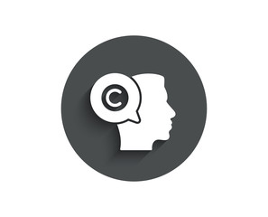 Ð¡opyrighter simple icon. Writer person sign. Copywriting symbol. Circle flat button with shadow. Vector