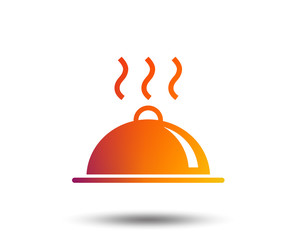 Fototapeta premium Food platter serving sign icon. Table setting in restaurant symbol. Hot warm meal. Blurred gradient design element. Vivid graphic flat icon. Vector