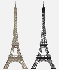 Fototapeta na wymiar Eiffel tower Black Silhouette