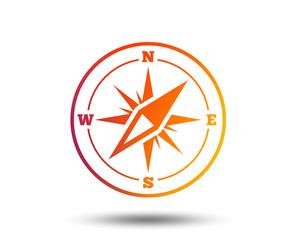 Compass sign icon. Windrose navigation symbol. Blurred gradient design element. Vivid graphic flat icon. Vector