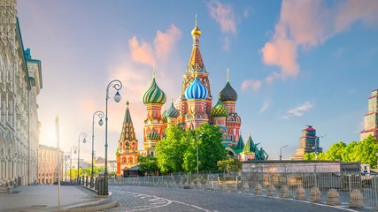 Fotobehang Moskou St. Basil& 39 s Cathedral op het Rode Plein in Moskou