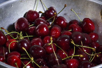 Wet Cherries In A Sieve