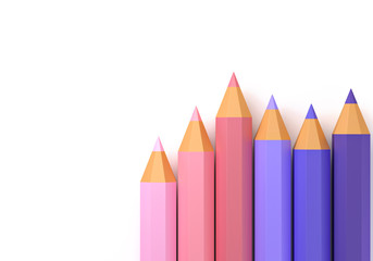 Pencils on white isolated background. 3d