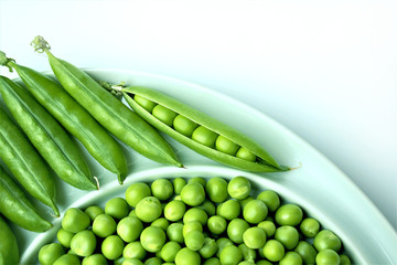 Green peas or peas (Latin Písum) cerebral. Ingredient for cooking, raw food and feed. Close-up.