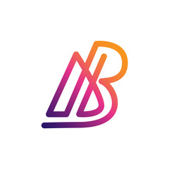 letter AB logo line art color 