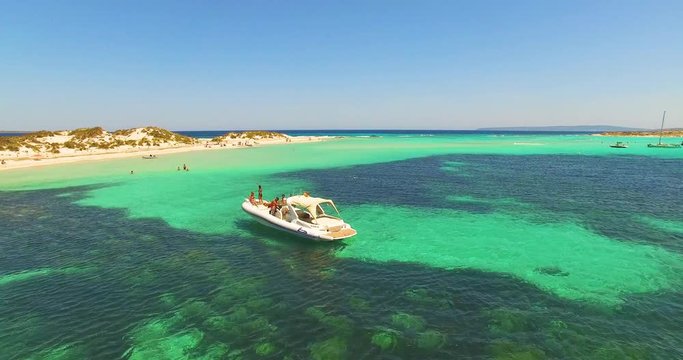 Aerial view of amazing, unspoiled and idyllic beach on a little island