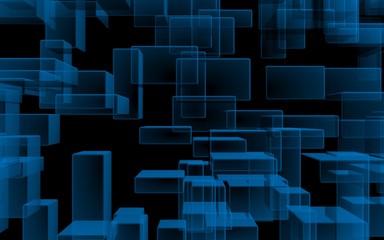 Blue and dark abstract digital and technology background. The pattern with repeating rectangles