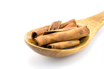 cinnamon on white background
