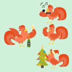 Cute cartoon rooster vector illustration chicken farm christmas animal agriculture domestic character © creativeteam