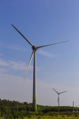 Fototapeta na wymiar Wind turbines produce clean energy.