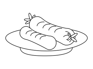 dish with german sausages icon over white background, vector illustration