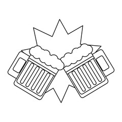 beer mugs, cheers symbol. over white background, vector illustration
