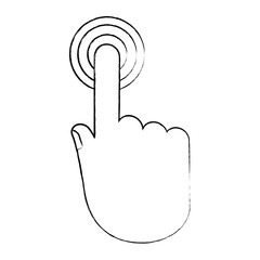 hand touching icon over white background, vector illustration