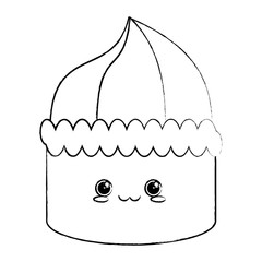 Kawaii birthday cake icon over white background, vector illustration