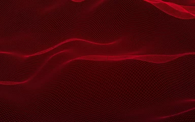 Foto op Canvas Abstract red landscape background. Cyberspace grid. Hi-tech network. 3d technology illustration. 3D illustration © Plastic man