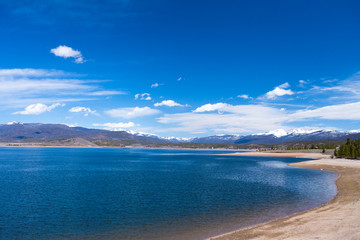 Beautiful Lake Granby in Colorado Rocky Mountains on a sunny day