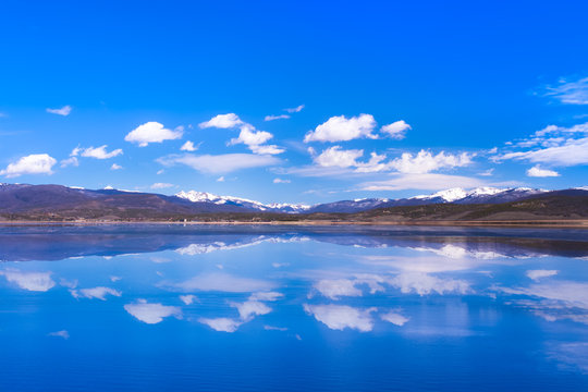 Beautiful Lake Granby in Colorado Rocky Mountains on a sunny day
