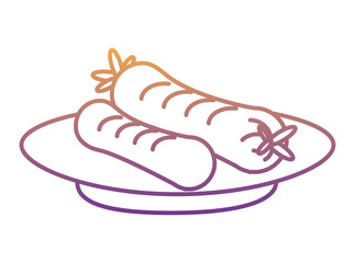 dish with german sausages icon over white background, vector illustration