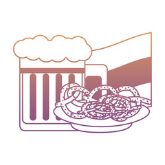 germany flag with german beer and pretzels over white background, vector illustration