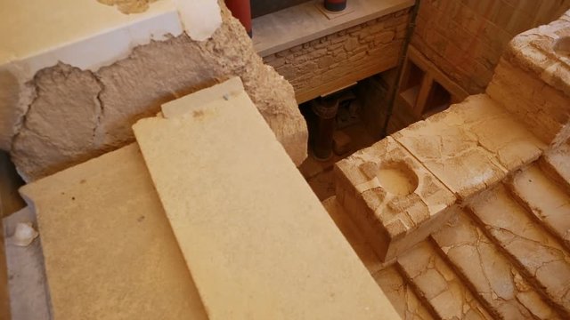 Top-down view of a temple inside the Minoan Palace of Knossos, Heraklion, Crete, Greece