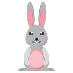 Fototapeta premium cute rabbit icon over white background, colorful design. vector illustration