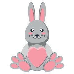cute bunny icon over white background, colorful design. vector illustration