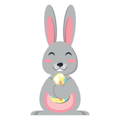 cute bunny icon over white background, colorful design. vector illustration