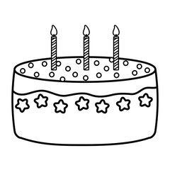 Sweet Birthday Cake icon over white background, vector illustration