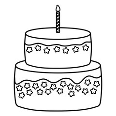 Sweet Birthday Cake icon over white background, vector illustration