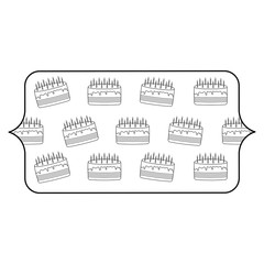 banner with birthday cake pattern over white background, vector illustration