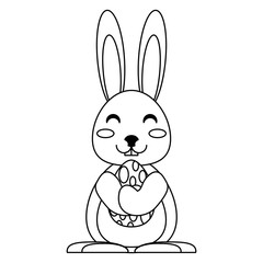 Obraz premium cute rabbit with easter egg over white background, vector illustration