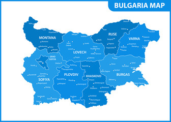 The detailed map of Bulgaria with regions or states and cities, capital. Administrative division