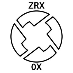 ZRX Coin cryptocurrency blockchain icon. Virtual electronic, internet money or cryptocoin symbol, logo