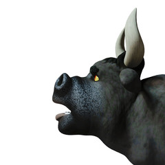 Fototapeta premium black bull cartoon in white background